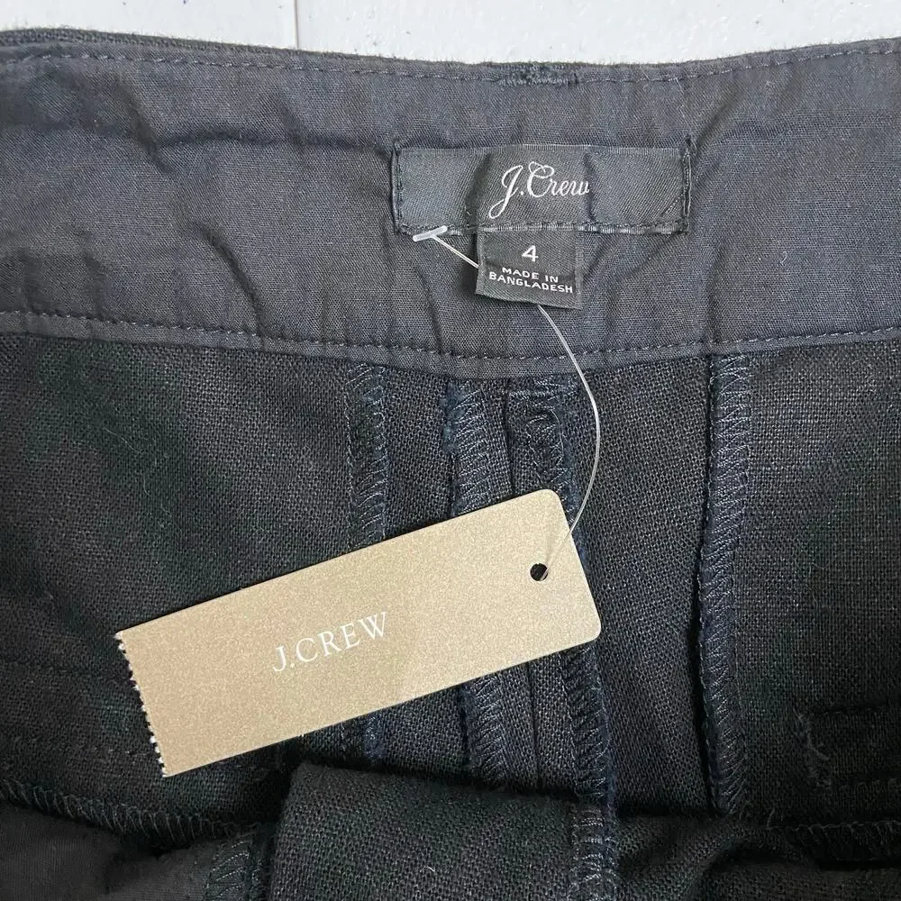 J.Crew Women's Black Linen Cotton Scallop Hem Shorts Size 4 NWT
